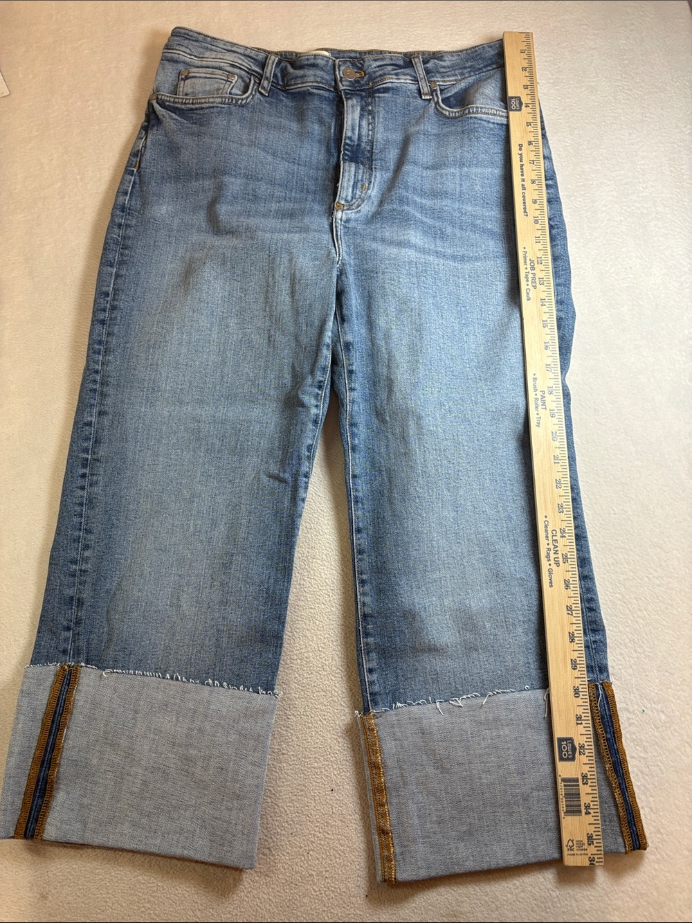 Pilcro Light Blue Wide Cuff Jeans with Contrast Trim